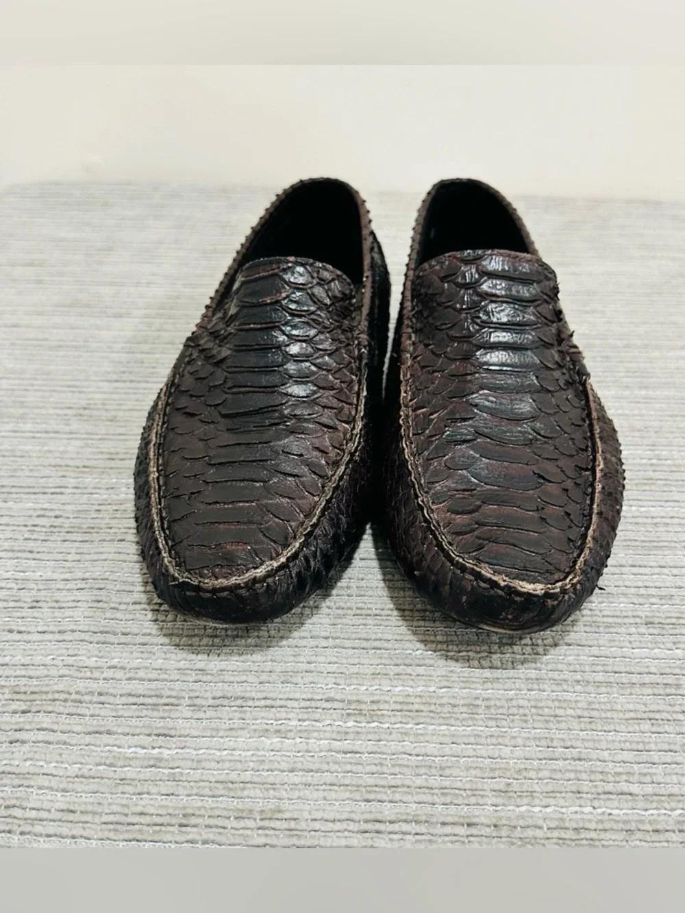 COACH Gary Men's Genuine Python Snakeskin Driving Loafers Shoes Brown 8,5 D - Picture 4 of 13